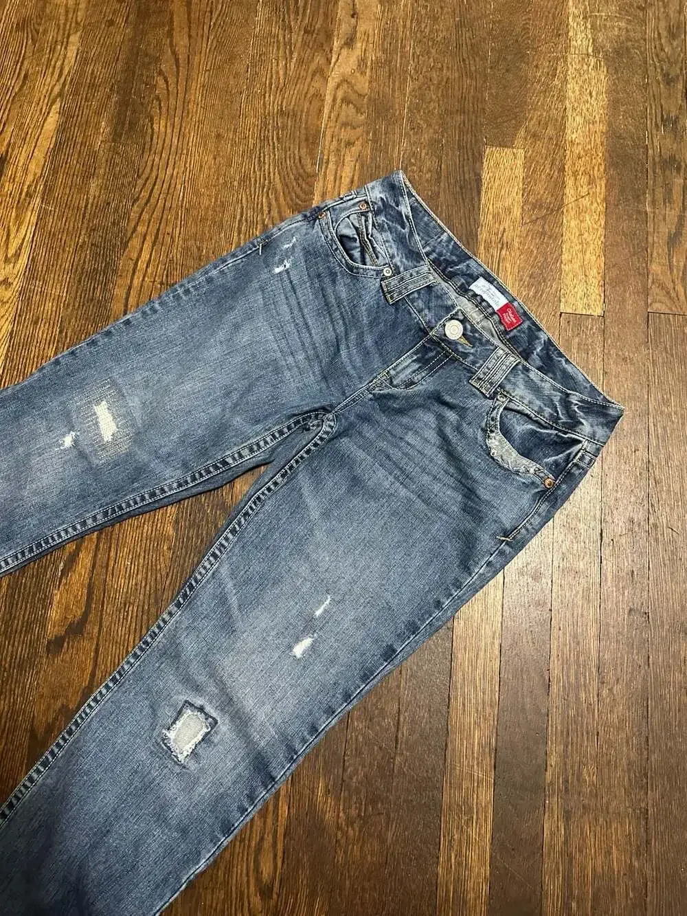 Y2K 90’s Aeropostale Chelsea Skinny Bootcut Distressed Denim Jeans Low Rise 9/10